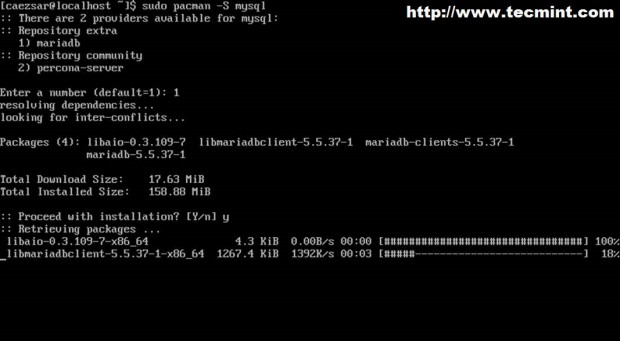 Install MySQL in Arch Linux