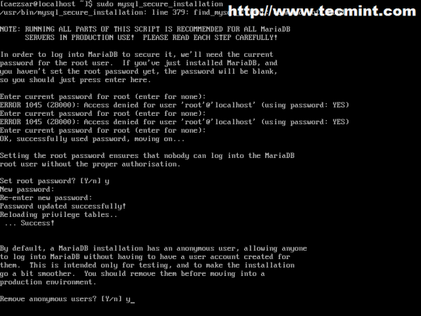 Secure MySQL Installation